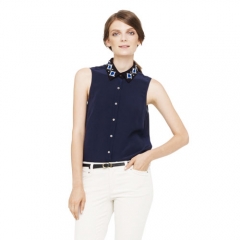 Carla embellished collar top at Club Monaco