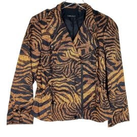 Carlisle Women's Zebra Print Asymmetrical Zip Moto Jacket 6 Yellow Black Outdoor at eBay