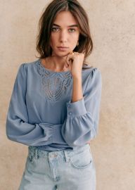 Carlotta Blouse in Ice Blue at Sezane