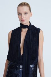 Carly Chiffon Pleated Bodysuit    at Halston