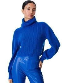 Carlynn Ribbed Cropped Turtleneck In Royalty Alice And Olivia at Alice + Olivia