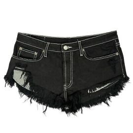 Carmar Black High Rise Cutoff Mini Jean Shorts Size 28 Distressed Denim Festival eBay at eBay