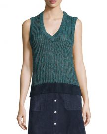 Carmen Colorblock Cable-Knit Tank  at Neiman Marcus