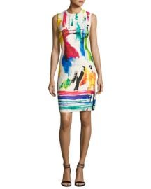 Carmen Marc Valvo Sleeveless Printed Jacquard Cocktail Dress at Neiman Marcus