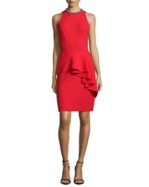 Carmen Marc Valvo Sleeveless Ruffled Peplum Cocktail Dress at Neiman Marcus