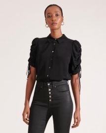 Carmine Ruched Sleeve Blouse by Veronica Beard at Veronica Beard