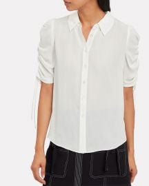 Carmine Silk Ruched Sleeve Blouse by Veronica Beard at Intermix