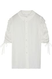 Carmine Silk Ruched Sleeve Blouse by Veronica Beard at The Outnet