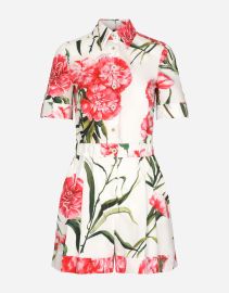 Carnation-print poplin playsuit in Multicolor for Women DolceampGabbana at Dolce and Gabbana