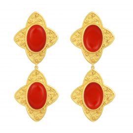 Carolina Earrings in Coral by Angelina Alvarez at Angelina Alvarez