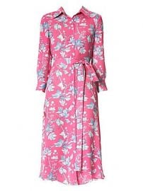 Carolina Herrera - Floral Belted Silk Midi Dress at Saks Fifth Avenue