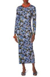 Carolina Herrera Anemone Print Long Sleeve Jersey Midi Dress at Nordstrom