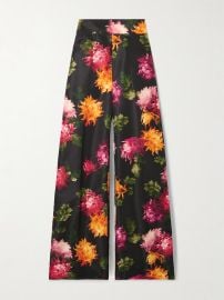 Carolina Herrera Diane floral print faille wide leg pants at Net a Porter