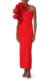 Carolina Herrera Dramatic Rosette One Shoulder Crepe Column Gown at Nordstrom