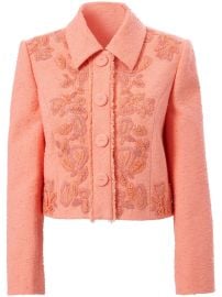 Carolina Herrera Embroidered Cropped Jacket Pink at Farfetch