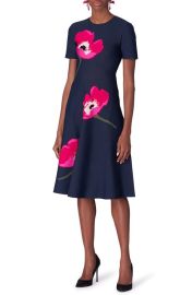 Carolina Herrera Floral Jacquard Fit Flare Dress at Nordstrom