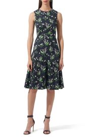 Carolina Herrera Floral Print Midi Dress with Flounce Hemline at Nordstrom