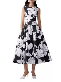 Carolina Herrera Floral Sleeveless Midi Dress at Saks Fifth Avenue