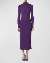 Carolina Herrera Lace Knit Turtleneck Midi Dress at Neiman Marcus