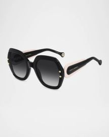 Carolina Herrera Logo Print Round Acetate Sunglasses at Neiman Marcus