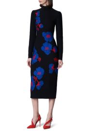 Carolina Herrera Long Sleeve Floral Jacquard Midi Dress at Nordstrom