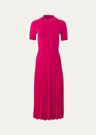 Carolina Herrera Mock Neck Pleated Knit Midi Dress - at Bergdorf Goodman