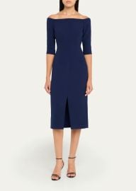 Carolina Herrera Off Shoulder Midi Dress at Bergdorf Goodman