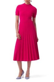 Carolina Herrera Pleated Mock Neck Knit Dress at Nordstrom