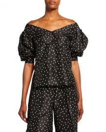 Carolina Herrera Polka Dot Off-the-Shoulder Top at Neiman Marcus