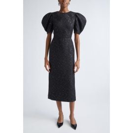 Carolina Herrera Puff Sleeve Metallic Tweed Sheath Dress at Nordstrom