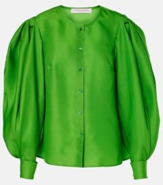 Carolina Herrera Puff sleeve silk blouse at Mytheresa