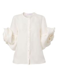 Carolina Herrera Rosette Gazar Blouse White at Farfetch