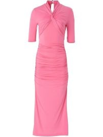Carolina Herrera Ruched Midi Dress Pink at Farfetch