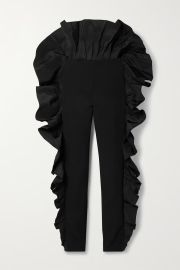 Carolina Herrera Ruffled Satin Trimmed Wool Blend Pants at Net A Porter