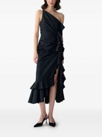 Carolina Herrera Ruffled one-shoulder Midi Dress | Black | FARFETCH at Farfetch
