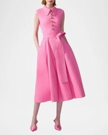 Carolina Herrera Sleeveless Pleated Midi Shirtdress at Neiman Marcus