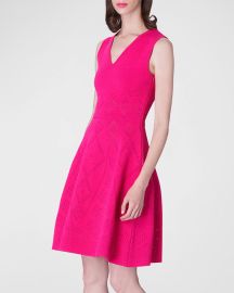 Carolina Herrera Sleeveless Pointelle Jacquard Fit-amp-Flare Dress at Neiman Marcus