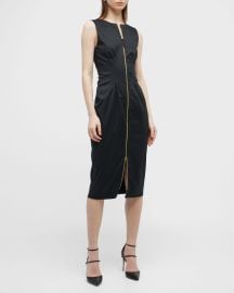 Carolina Herrera Sleeveless Zip-Front Midi Dress at Neiman Marcus