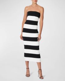 Carolina Herrera Strapless Banded Midi Dress at Neiman Marcus