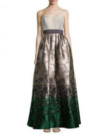 Carolina Herrera Strapless Floral Jacquard Ball Gown at Neiman Marcus