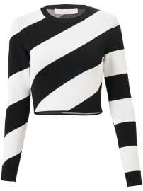 Carolina Herrera Striped Cropped Jumper Black at Farfetch