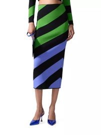 Carolina Herrera Striped stretch knit midi skirt at Saks Fifth Avenue