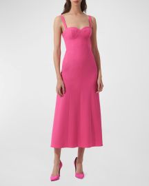 Carolina Herrera Thin-Strap Crepe Bustier Midi Dress at Neiman Marcus