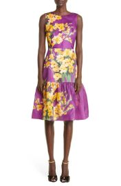 Carolina Herrera Tiered Floral Print Silk Dress at Nordstrom