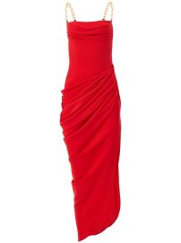 Carolina Herrera chain-strap Draped Midi Dress Red at Farfetch