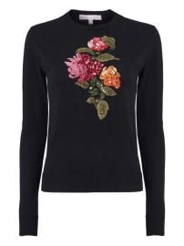 Carolina Herrera chrysanthemum-embroidered Sequin Sweater Black at Farfetch
