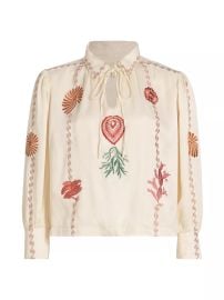 Carolina K Eterna Elis Embroidered Puff Sleeve Blouse at Saks Fifth Avenue