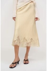 Carolina Lace Trim Linen Midi Skirt at Nordstrom
