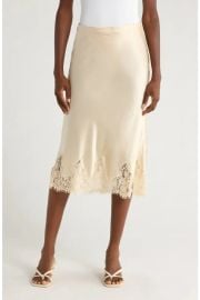 Carolina Lace Trim Silk Midi Skirt at Nordstrom