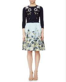 Carolina herrera Floral-embroidered Short Cardigan at Neiman Marcus